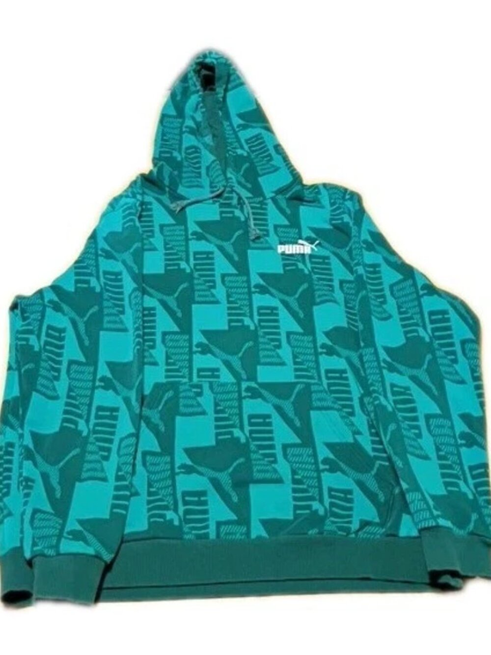 PUMA Mens Power All Over Graphic Athletic Outerwear Hoodie - Teak Green 2XL